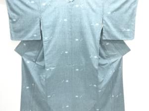 アンティーク　抽象草花模様織り出し手織り紬着物